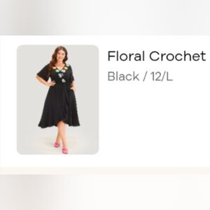 BloomChic Black Floral Crochet Midi Dress